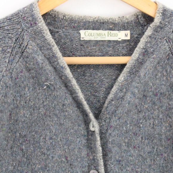 Vintage Columba Reid Cardigan Sweater Kids Knit Wool Gray Size Medium M - Picture 4 of 8